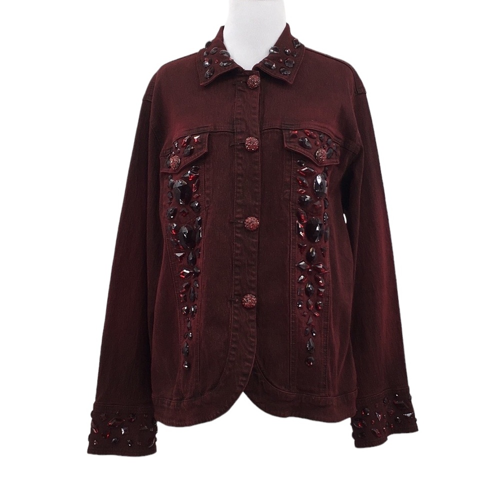 DG2 by Diane Gilman Burgundy Embellished Jacket